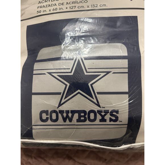 Vtg 1994 Dallas Cowboys Plush Throw Fleece Blanket Team NFL 60”X50” Blue NOS NWT - Picture 5 of 14